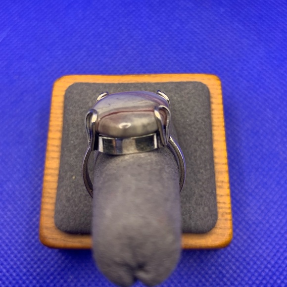 Stunning GENUINE Polychrome Jasper Ring, .925 Sterling Silver Overlay, Size 8.75 - Picture 4 of 13